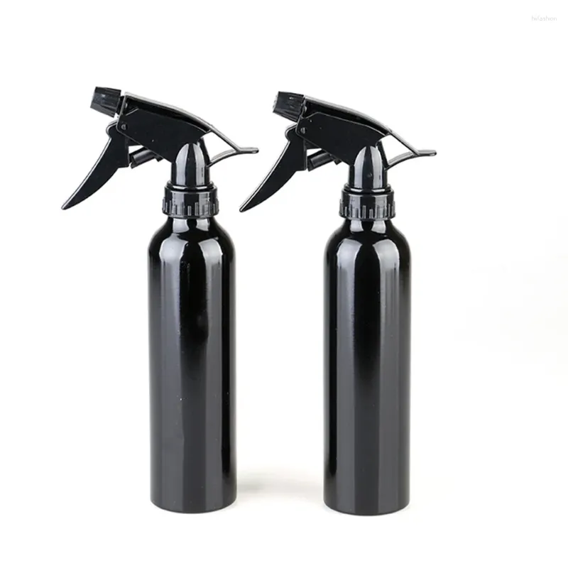 Garrafas de armazenamento 250ml preto liga de alumínio spray garrafa vazio salão de beleza pulverizador recarregável névoa atomizador multifuncional dispensador