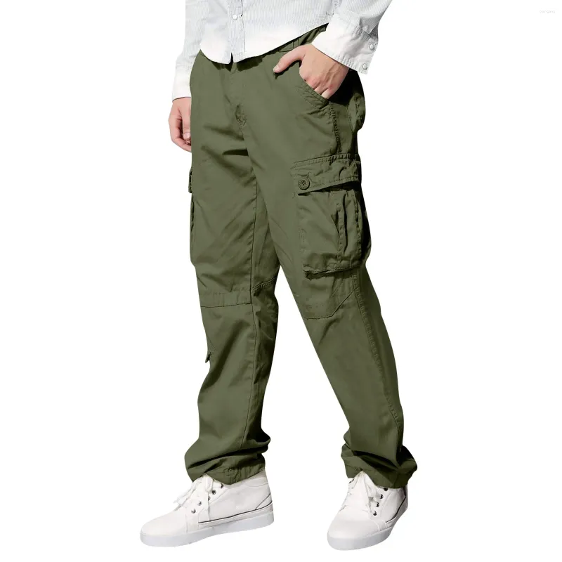 Pantaloni da uomo da jogging maschile Casual quattro stagioni Cargo colore puro multitasche dritto gioventù elegante streetwear Ropa Hombre