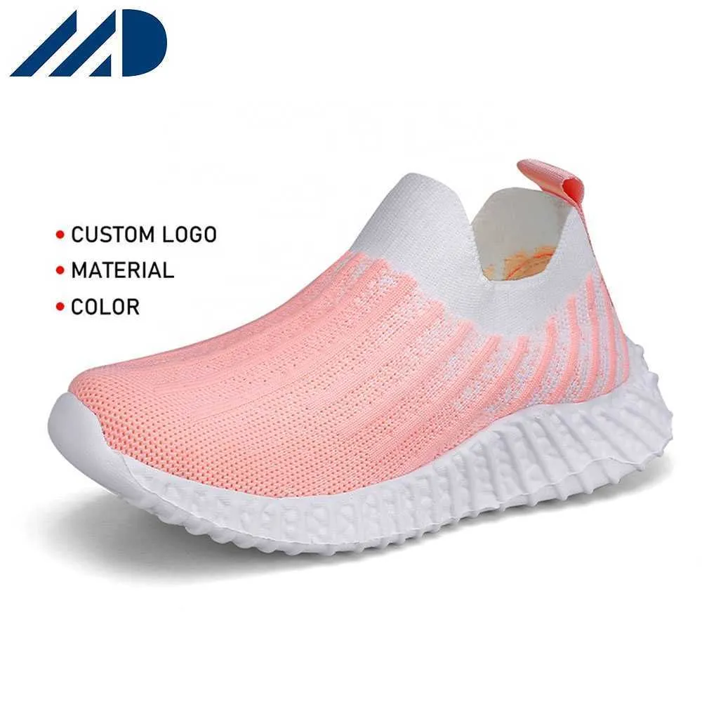 HBP Vendita diretta in fabbrica senza marchio Traspirante Fly Knitting Soft Sneaker Scarpe sportive da corsa Slip On Scarpe per bambini