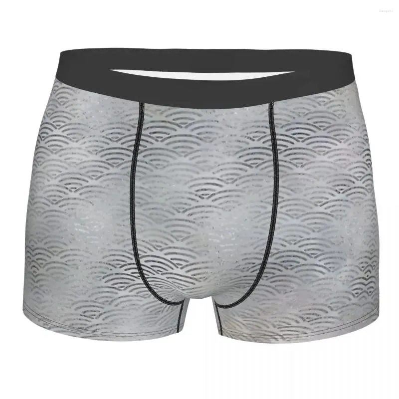 Underpants Luxury Geometric Silver On Pearl Breathbale Panties Male Underwear Print Shorts Boxer Briefs