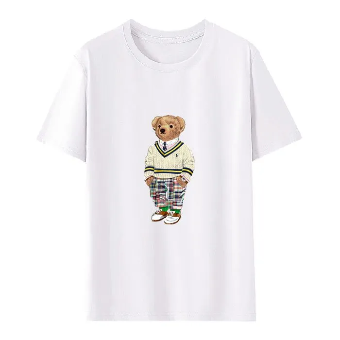 2024 Дизайнерская футболка с животным принтом, новая мужская рубашка ПОЛО с принтом, качественный хлопок с короткими рукавами