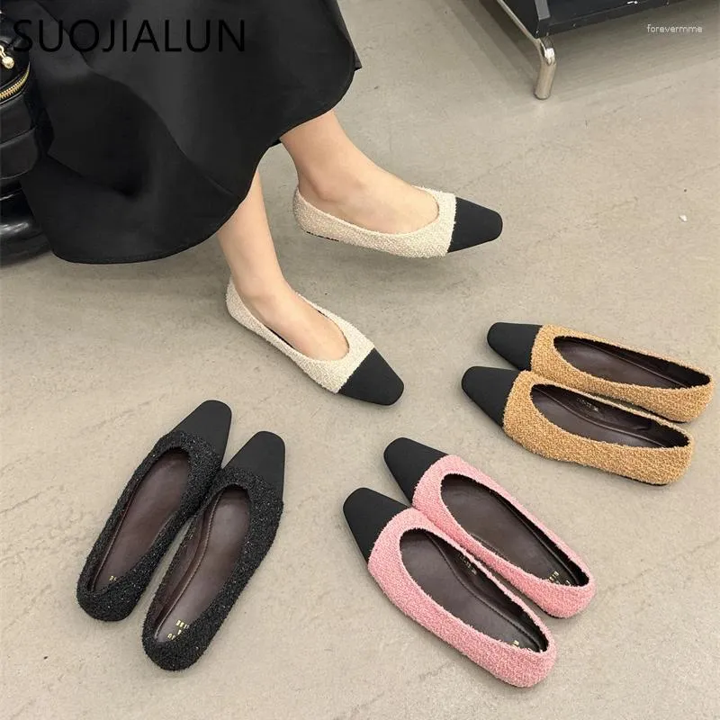 Casual Shoes Suojialun 2024 Spring Brand Women Flat Fashion Mix Color Ballet Round Toe Grunt Slip On Ballerin