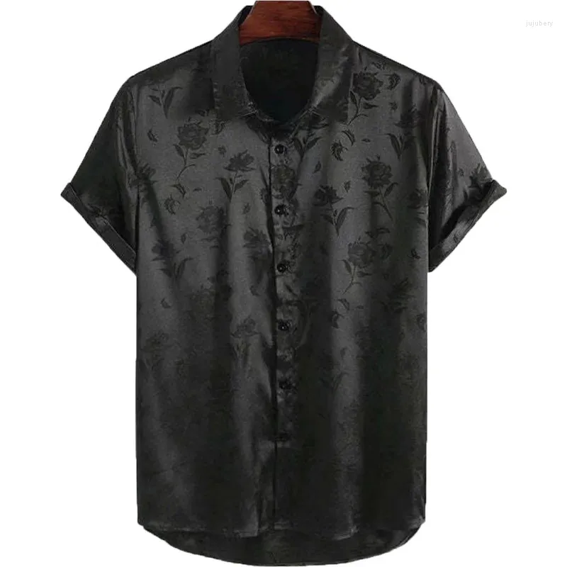 Men's Casual Shirts High-end Fashion Style Forged Top Jacquard Short Sleeve Lapel Single-breasted Shirt