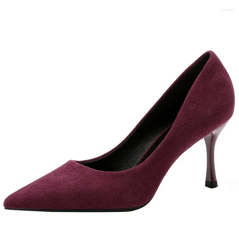 Chaussures habillées 31-43 petite taille professionnelle talons hauts femmes pompes à talons aiguilles en daim pointues