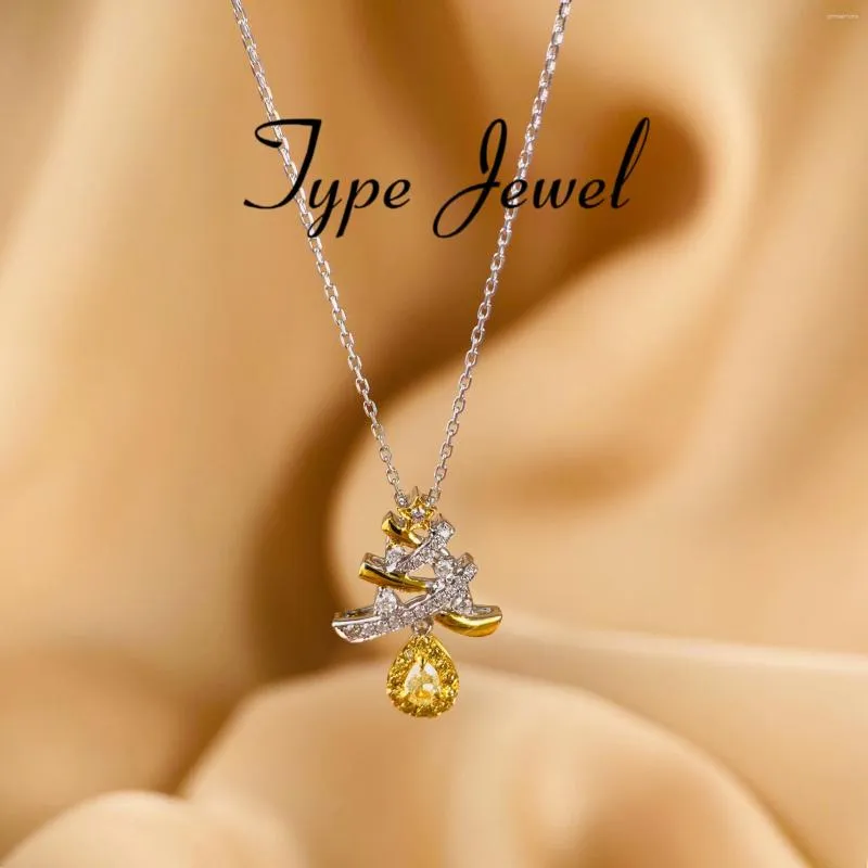 Pendant Necklaces Type Jewel / Fashionable Christmas Tree Yellow Diamond