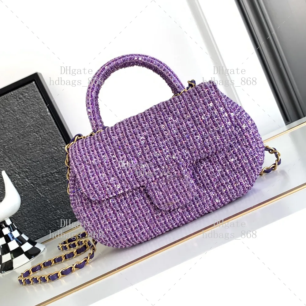 Bags 10A Crossbody bags Mirror 1:1 quality Designer Luxury bags Fashion Shoulder bag Chain bag Handbag Small Bag With TOP HANDLE Tweeds Fabrics for 20.5CM With box WC202