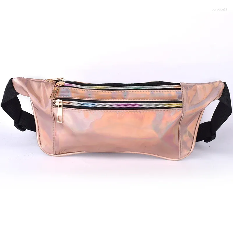 Taille Taschen Frauen Laser Glänzende Farbe Tasche Outdoor Brust Strand Fanny Pack Reise Geldbörse Gürtel Punk Reflektierende Beutel