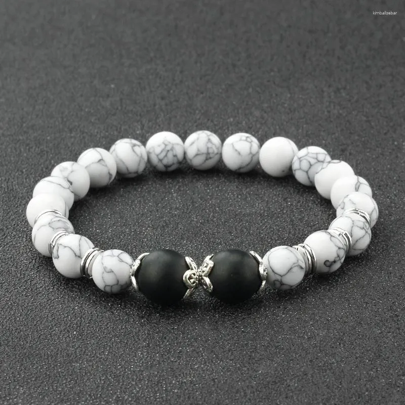 Strand charme distância moda pedra natural pulseira linha branca pinho energia pulseira grânulo para mulheres homens oração sorte jóias cura yoga