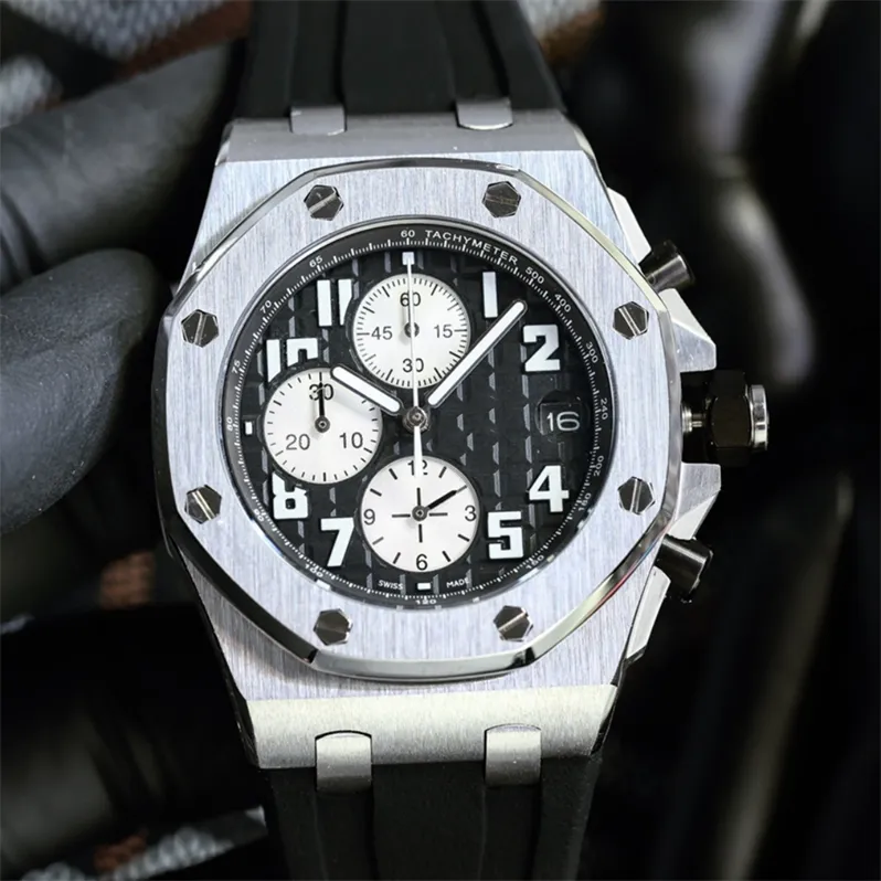 Motre Be Luxe Luxury Watch Men Watches防水42x14mm Japan多機能クォーツ運動八角形描画砂スチールシェル腕時計リロジェス
