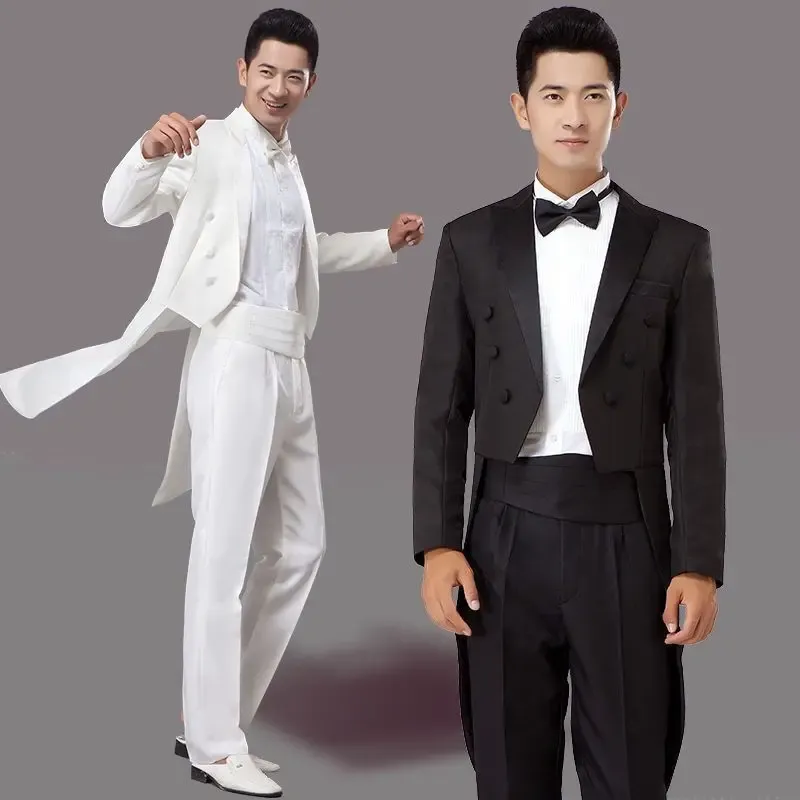 Suits Men's Tailcoat Tuxedo Suit and Trousers Set Formal Business Prom Party Dress Wedding Costume Stage Outfits Performance Costume