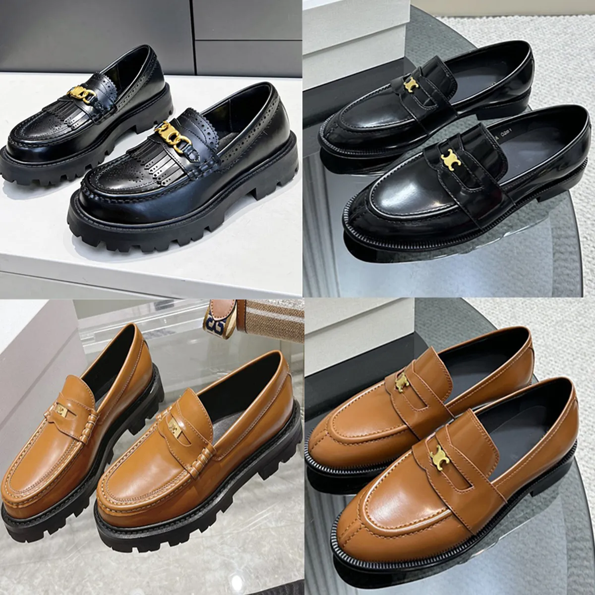 Schoenen gepolijste plaat-formaat koehide metaal chaussure comfortabele loafers sandalen beroemde designer vrouwen 17531