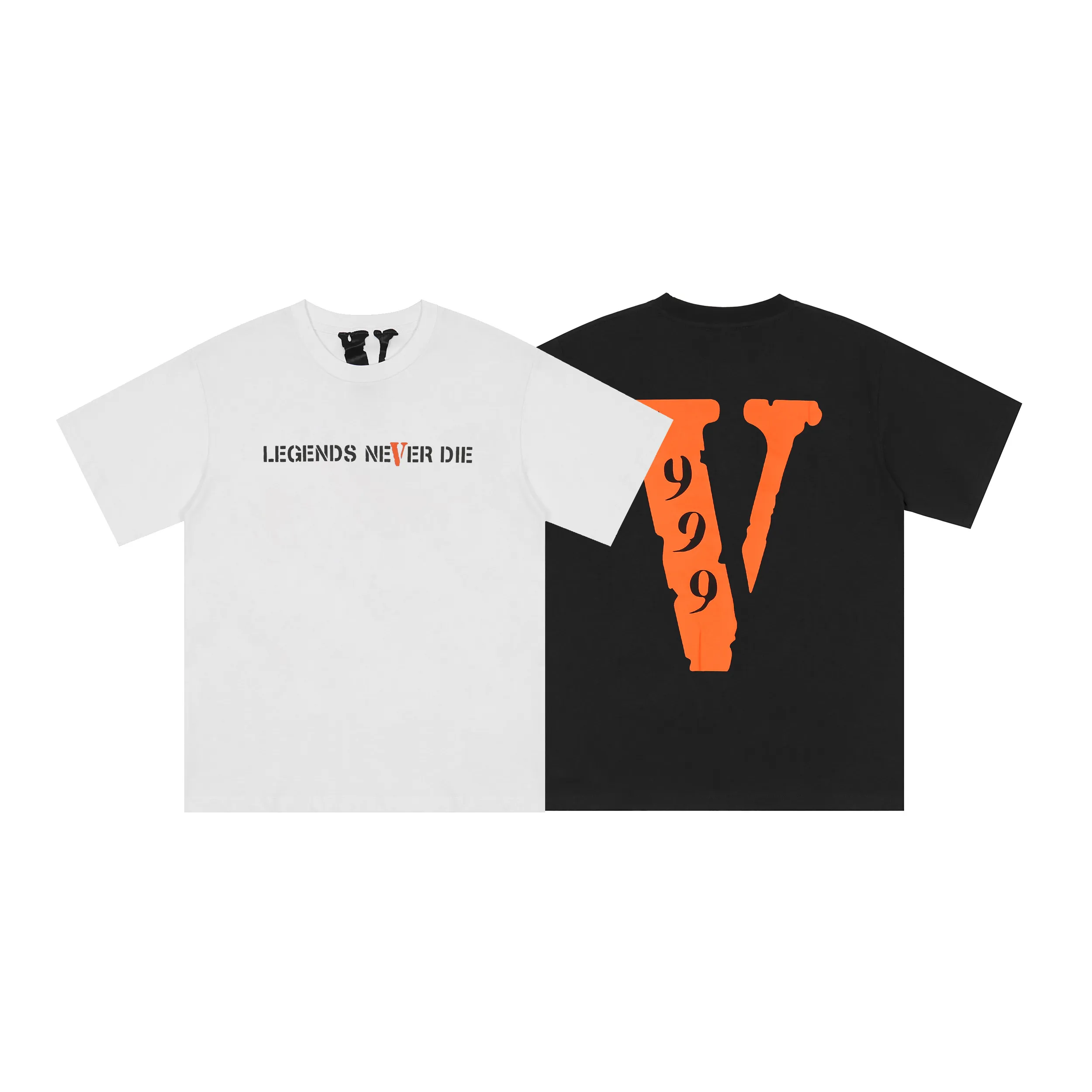 Vlone T-shirt Big "V" Tshirt Men's / Women's Couples Casual Fashion Trend High Street Loose Hip-Hop100% Cotton Printed Round Neck Shirt US Size S-XL 6135