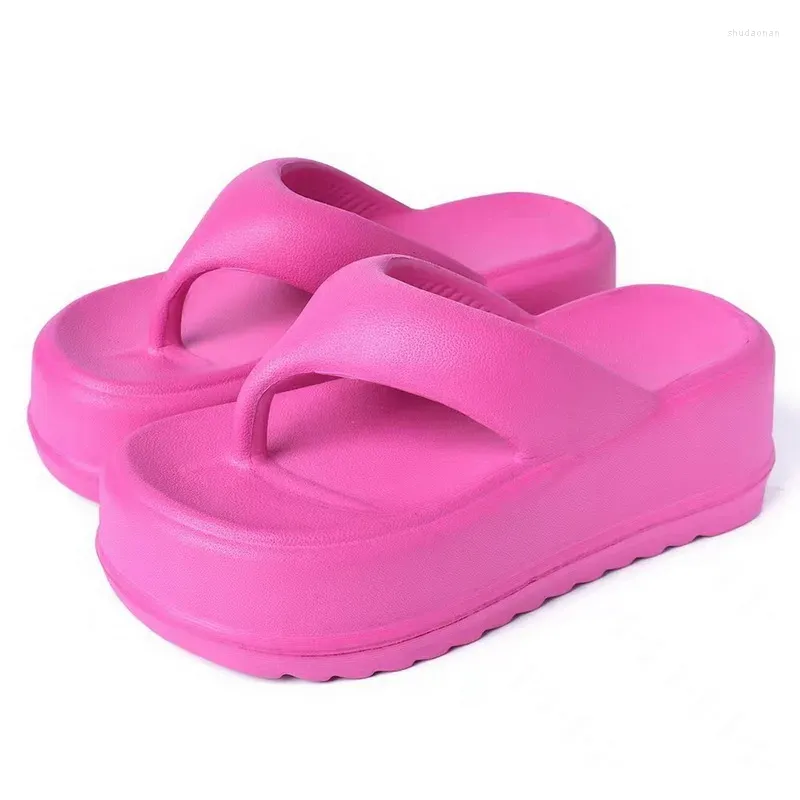 Slippers Thick Sole 7CM Women Flip Flops Wedge Heels Sandals Girls Outdoor Slides Non-Slip Beach Fashion Flip-Flops