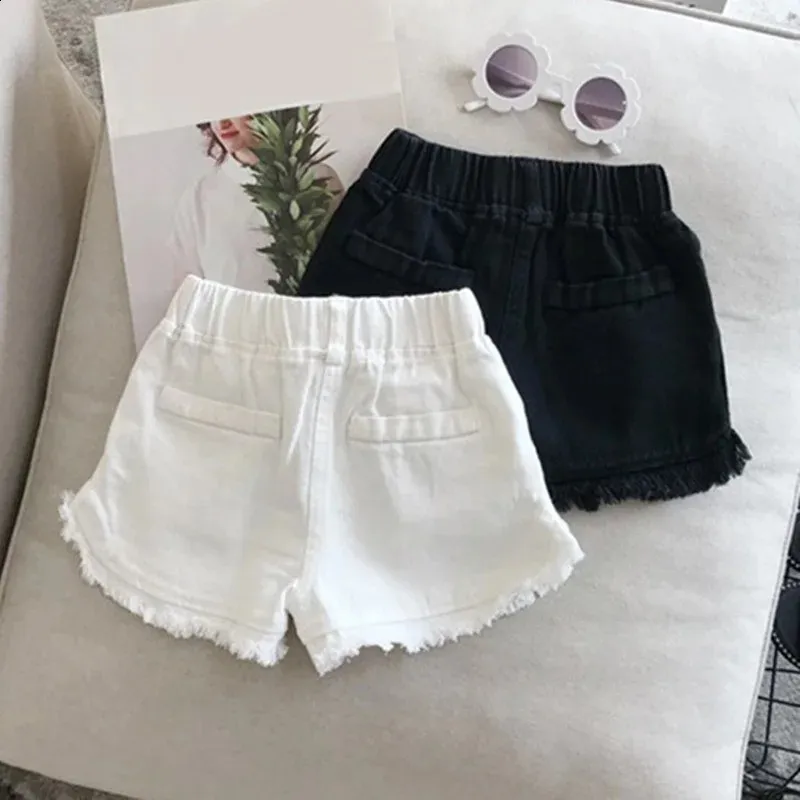 Sommer Baby Kleinkind Shorts Mädchen Casual Weiß Schwarz Jeans Mädchen Strand Hosen Kinder Kleidung Kinder Kurze Hosen 240305