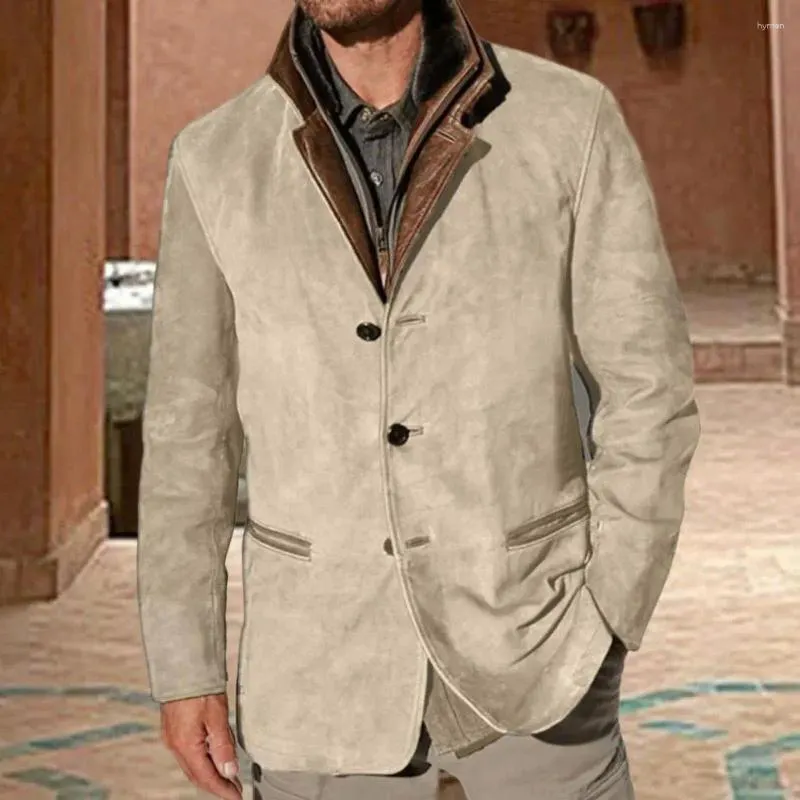 Giacche da uomo Giacca vintage da uomo Street Cargo Casual Vecchio Cappotto con colletto rovesciato Autunno Inverno Abbottonatura Slim Inghilterra Maschile Capispalla addensato