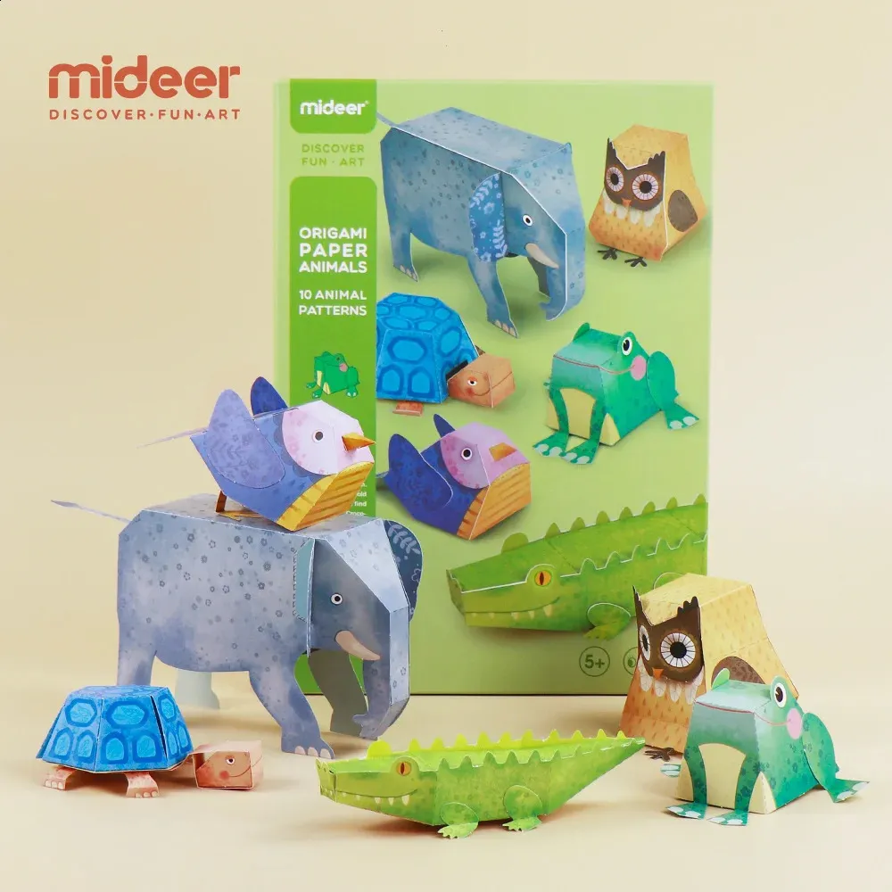 Mideer Children Handcraft Paper 3D Cartoon Animal Origami Kids Diy Craft Learning Education Interactive Toys MD4082 240305