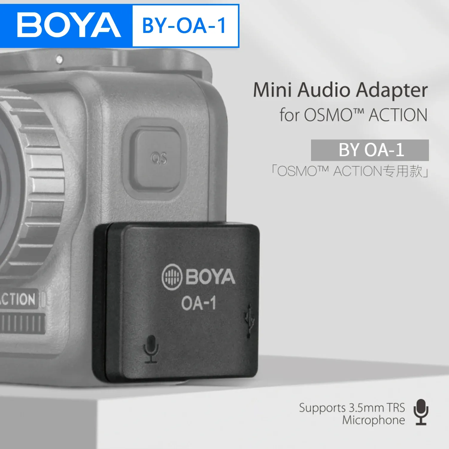 Microfoons BOYA BYOA1 Mini Audio Adapter met 3,5 mm TRS Microfoonpoort Type C Poort Opladen Vervanging voor DJI OSMO Action