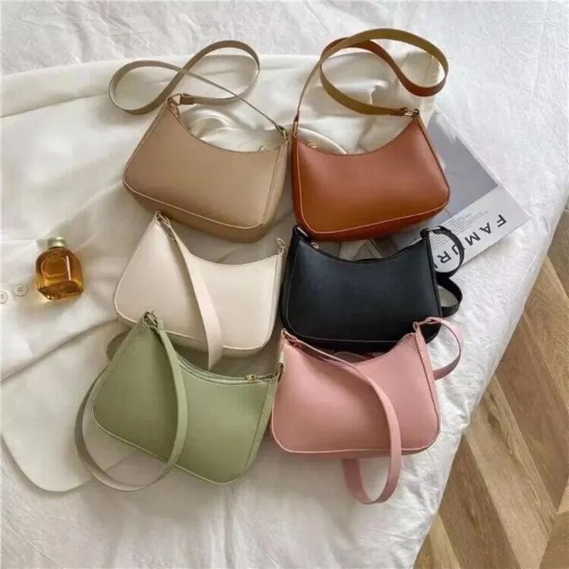 Schoudertassen Mode Dames Crossbody Handtas Tote Leer Retro Pure Kleur PU Casual Wind Grote capaciteit Nis Origineel ontwerp