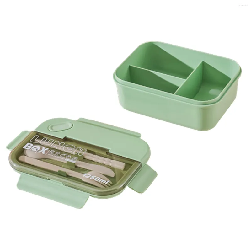 Boîte à déjeuner en plastique Portable, compartiments Bento avec vaisselle pour récipient à Sandwich