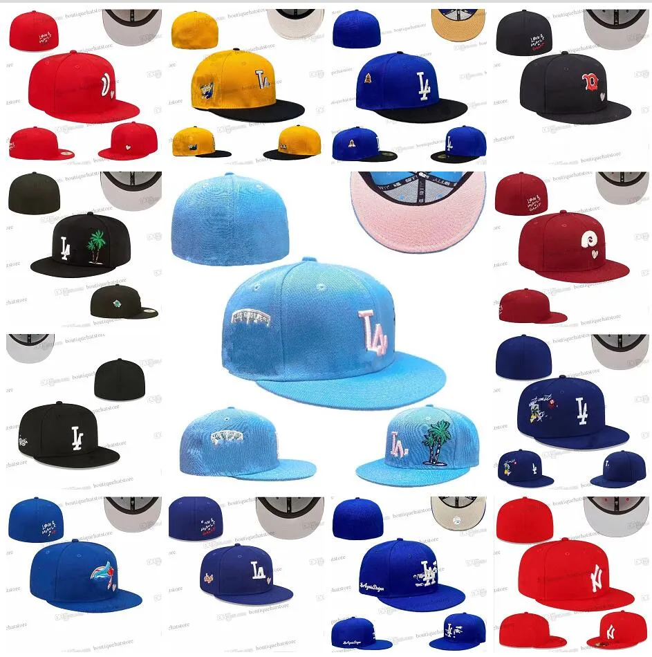 2023 Heren Platte Full Size Gesloten Caps Mode Hip Hop Harten Grijs Blauw Zwart Letter Chicago Baseball Sport Alle Team Hoeden In Maat 7 3/8 Love Hustle VIP13-03