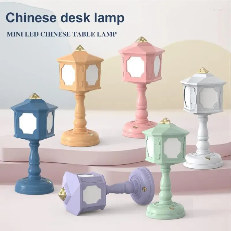 Tafellampen Retro Lamp LED Bureau USB Opladen Nachtverlichting Touch Dimbaar Licht Mini Straat Nachtkastje Kamer Decor