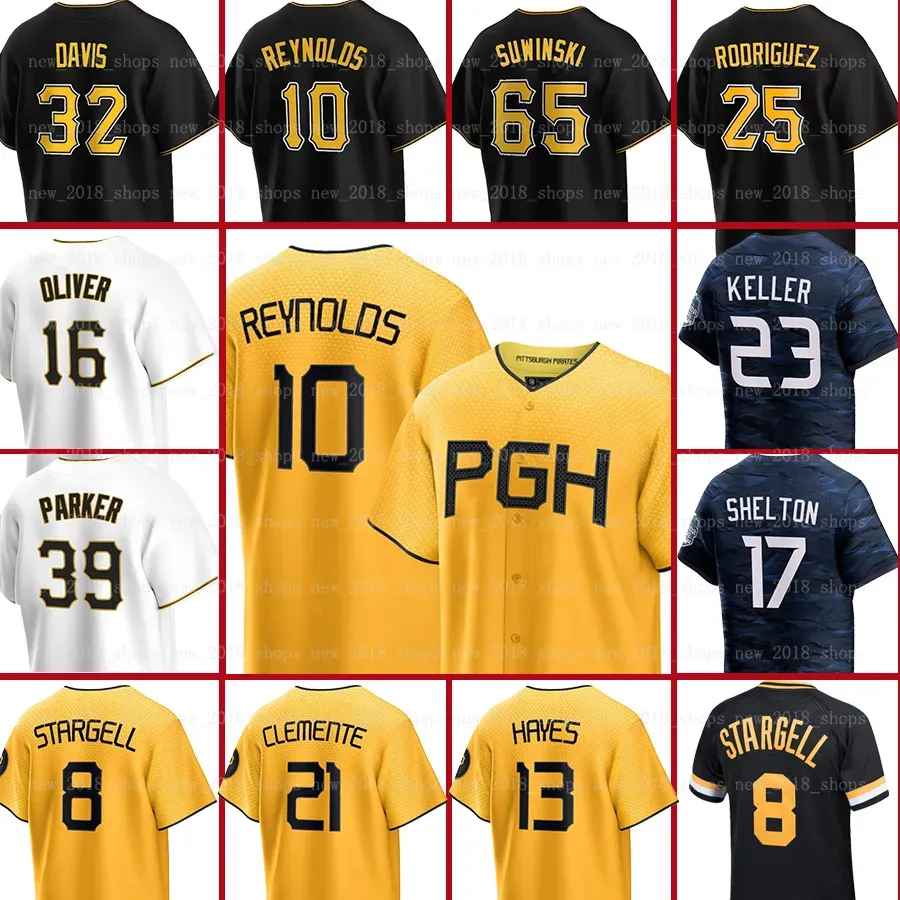 10 Bryan Reynolds maillot de Baseball Roberto Clemente Johan Oviedo Mitch Keller Derek Shelton Henry Davis David Bednar