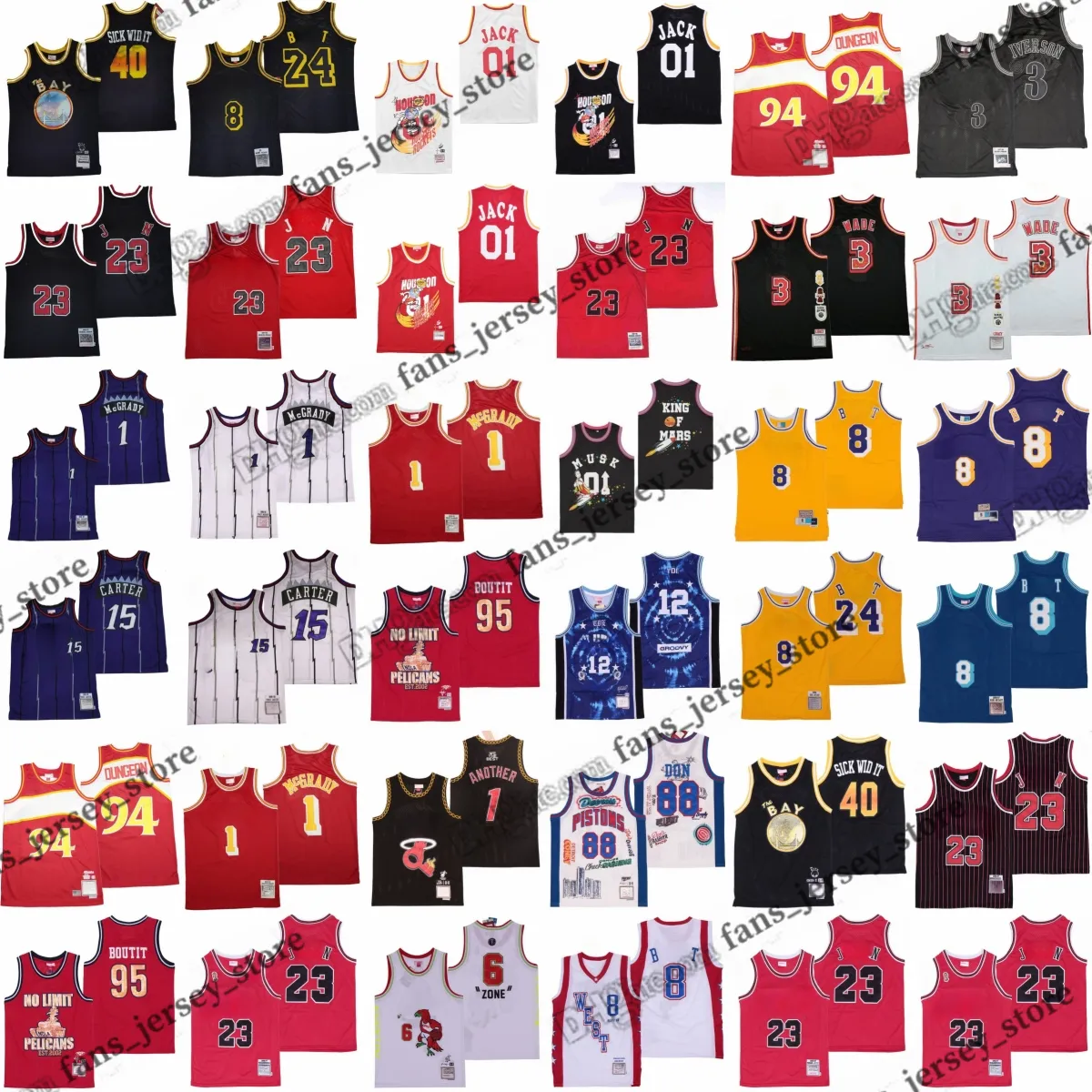 Filme Basquete Costurado Jerseys Vince Carter Musk King Mars Boutt TDE Outro Don Nenhum Doente Wid TT Jack Dungeon Dwyane Wade Retro Mcgrdy Tracy McGrady Retro Camisas