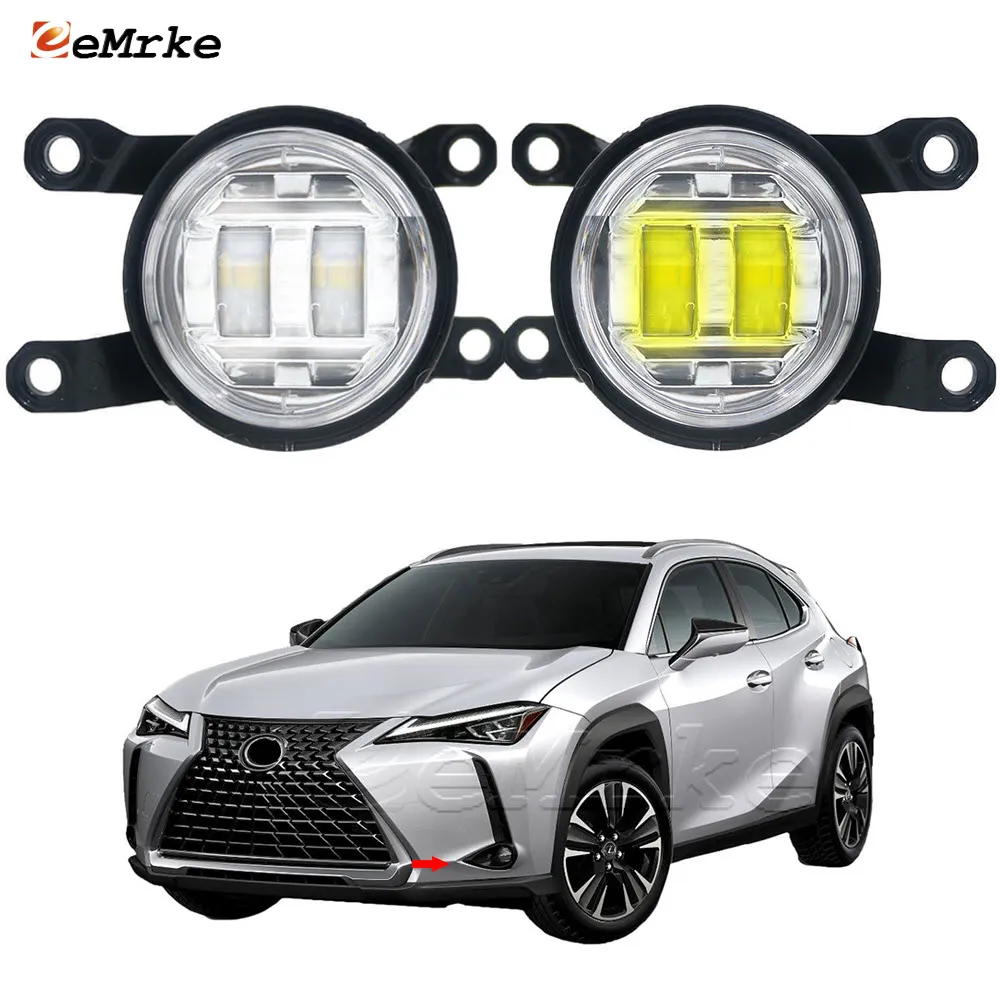 EEMRKE Led Fog Driving Lamp Assembly voor Lexus NX NX250 NX350 NX350h NX450h+ AZ20 2021 2022 2023 Automistlampen voor met lens DRL 30W 12V Wit of Geel