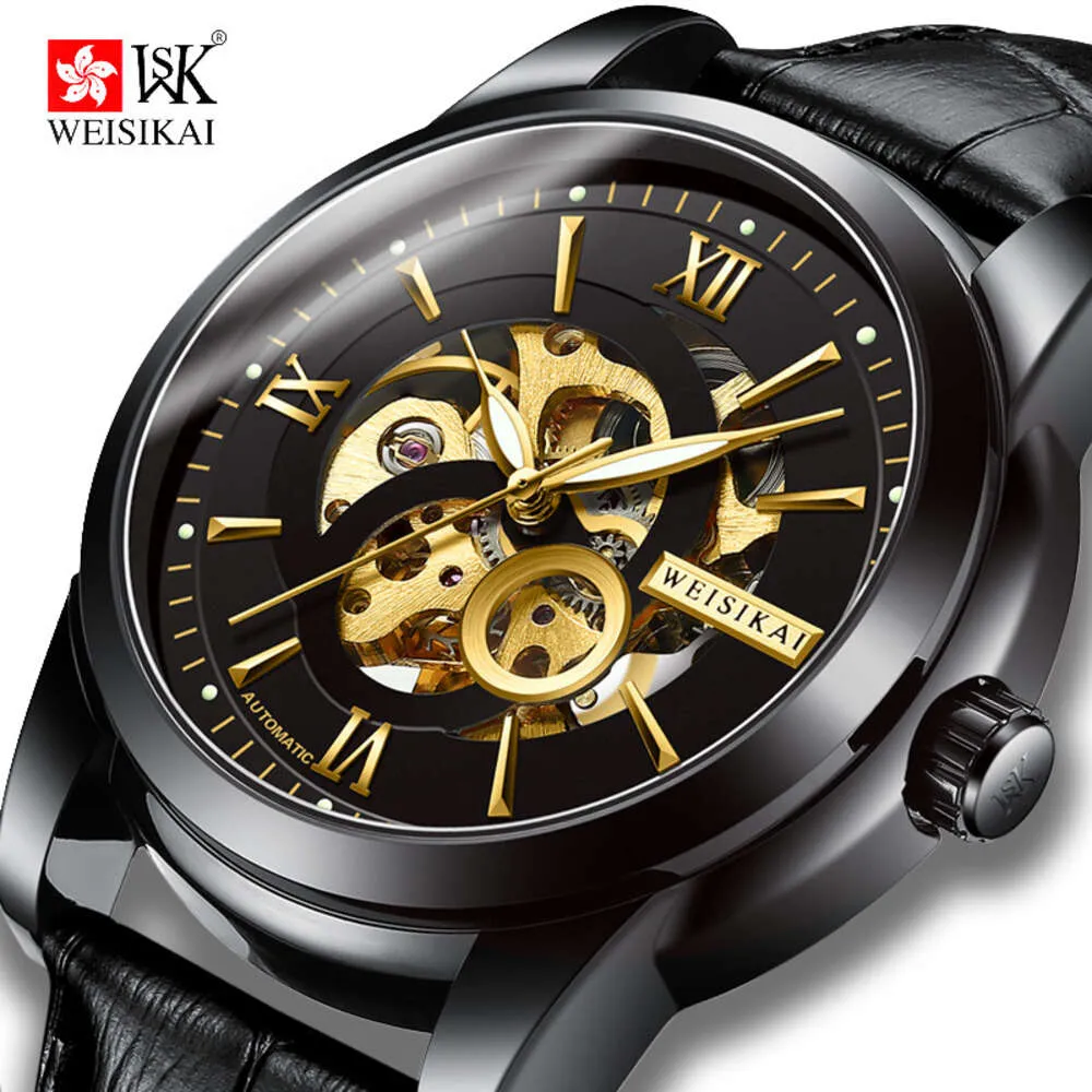 Weskey Hollow Men's High End Belt Fashion Sports Waterproof Fully Automatic Mechanical Watch