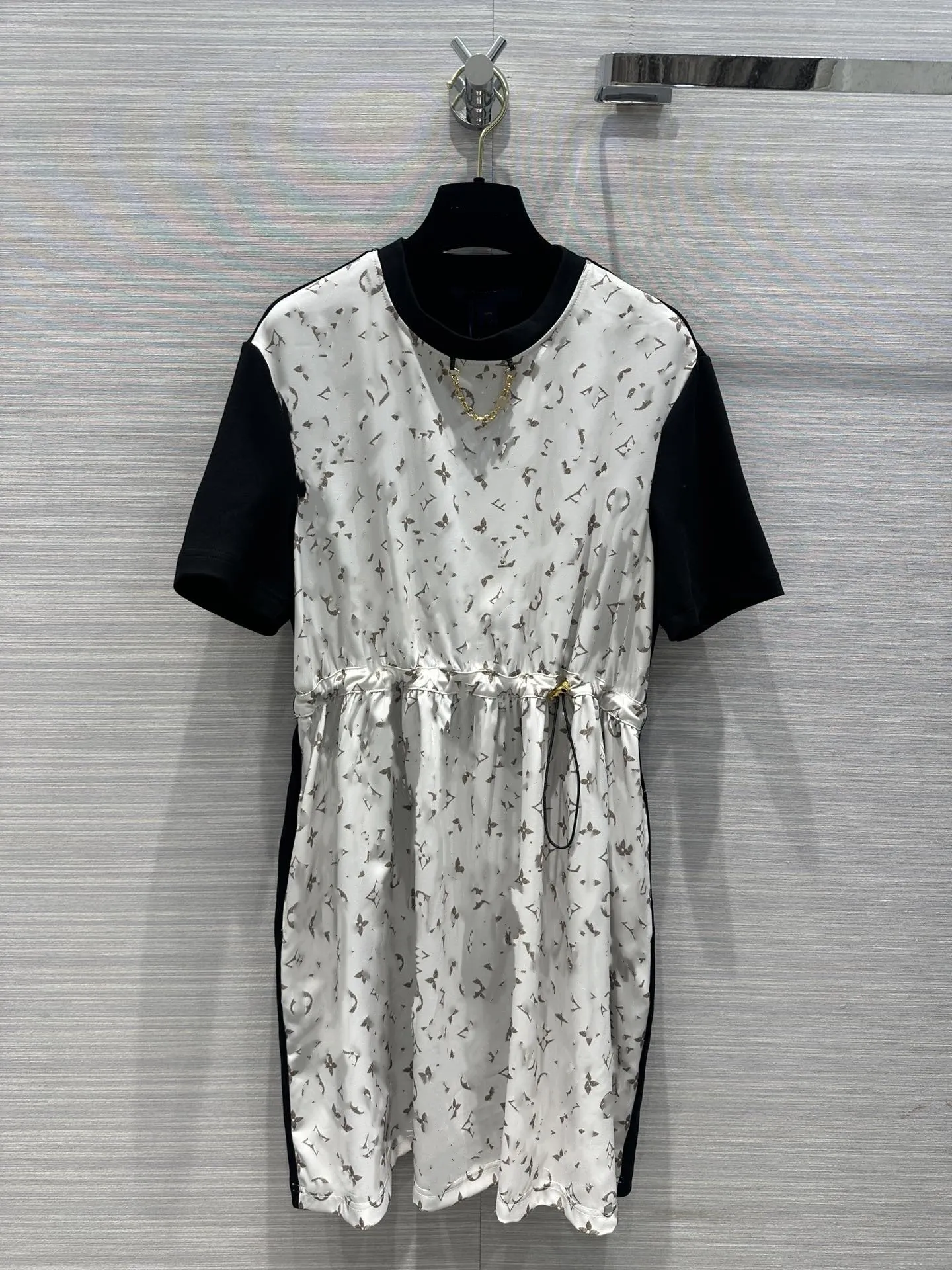 2024 New Spring Summer Runway O Neck Short Sleeve Print Fashion Designer Dresses Brand Same Style Dress 0