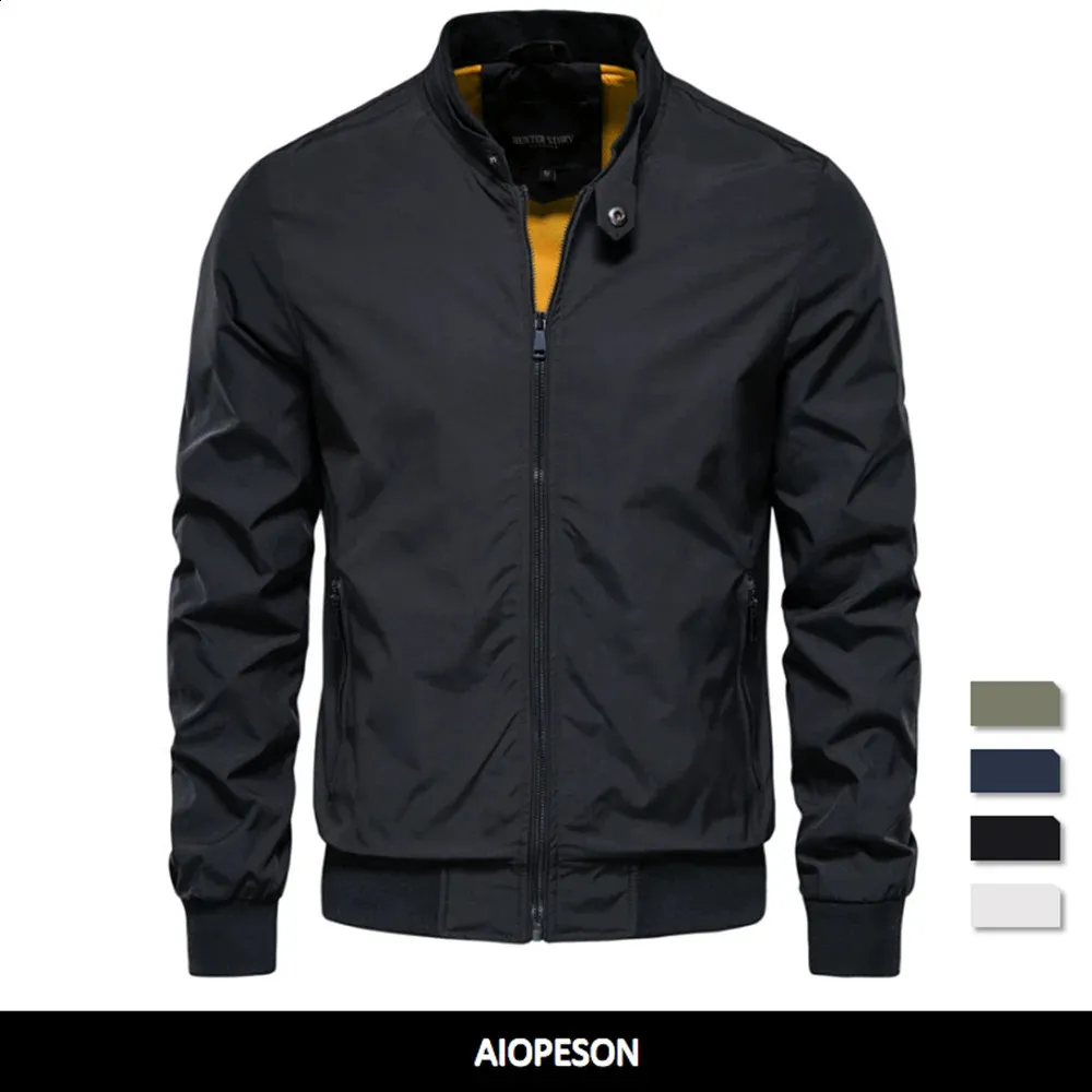 AIOPESON Chaqueta de béisbol de color sólido Hombres Casual Stand Collar Bomber Chaquetas para hombre Otoño Chaquetas ajustadas de alta calidad para hombres 240305