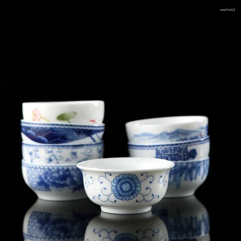 Jingdezhen – service à thé en porcelaine bleue et blanche, service à thé, tasse à thé, petit bol simple fait à la main, accessoires principaux 40ml, 4 pièces/lot