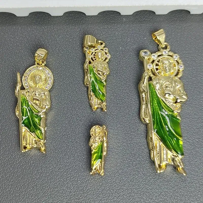 Pendentif colliers PVD 18k plaqué or luxe San Judas Tadeo collier pendentifs incrustés breloques en Zircon Religion bijoux accessoires faits à la main