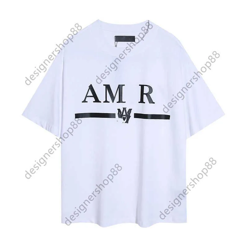 Tik Tok Influencer Même Marque De Créateur Pur Coton À Manches Courtes Américain Noir Blanc Mode Style Couple Top Coton Rétro Lâche Imprimé T-shirt À Manches Courtes