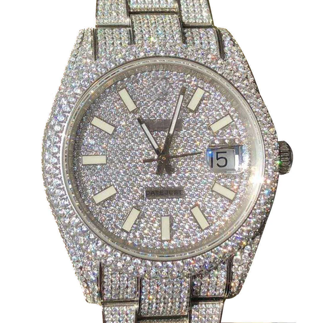 Iced Out Watch Bust Down Luxury Day Just Cz Bling 316 imperméable Super 3235 Mécanique automatique de bracelet mécanique automatique