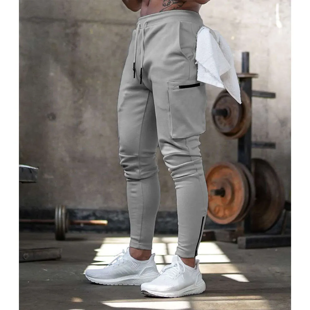 Lu Align Align Lu Lemon Sport Fiess Men Jogging Multi-pocket Joggers Leisure with Zipper Ankle-tied Running Trousers Gym Training Pants 2