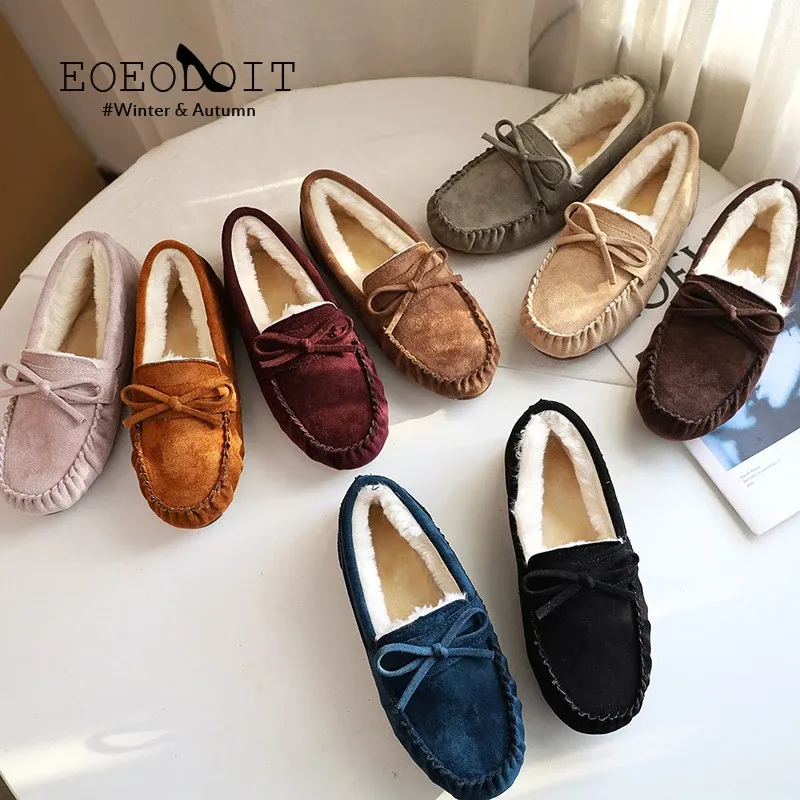 Stivali Eoeodoit DOWKNOT DECIT IL MOCCASINS SCARPE MOCCASINS PLUSH APPATTI A PASCHI DONNE PIÙ TAGLIE CHEEL FATTO INVERNO INVERNA