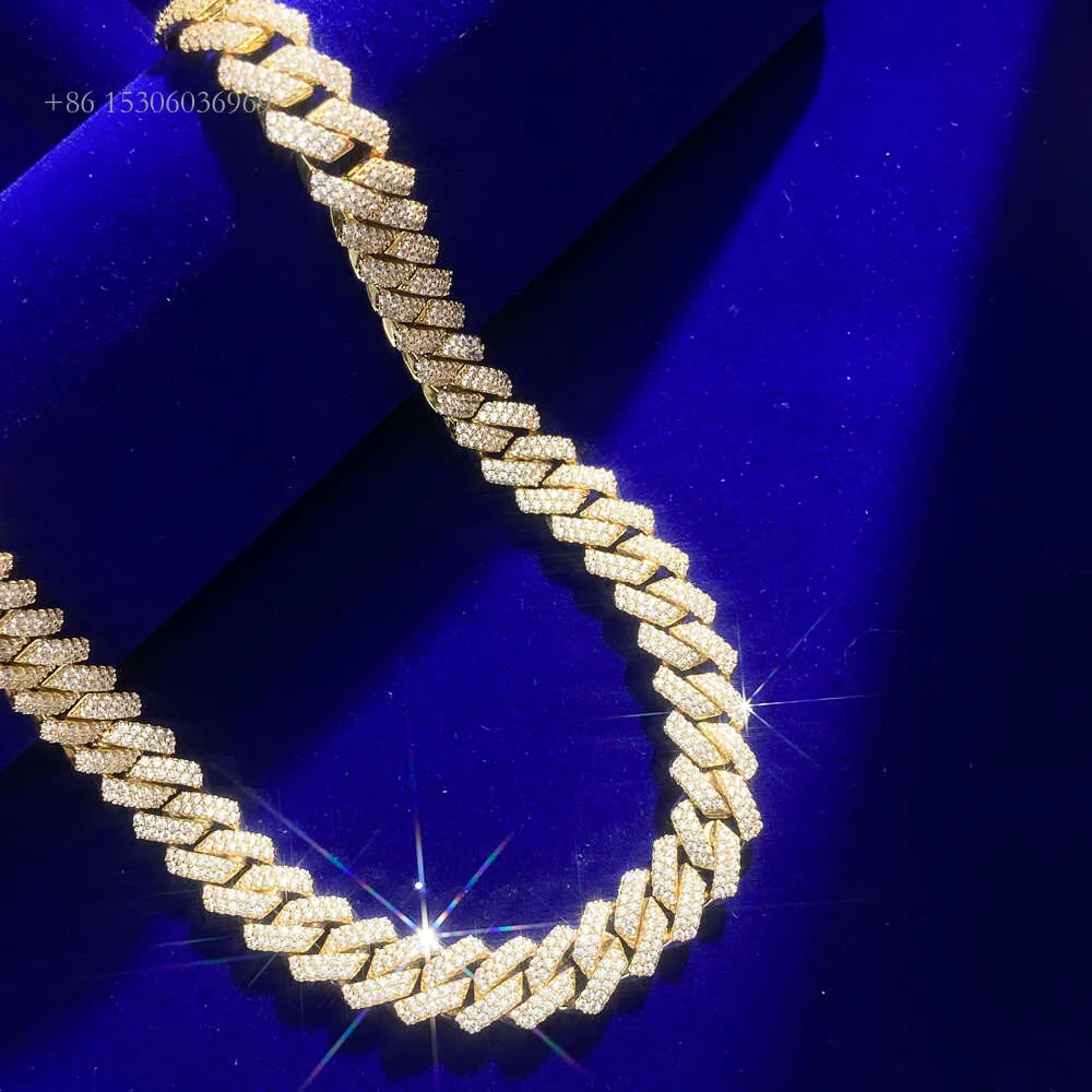 Neuankömmling Schmuck 10 mm voller Diamant vergoldete goldene kubanische Gliederketten für Herren