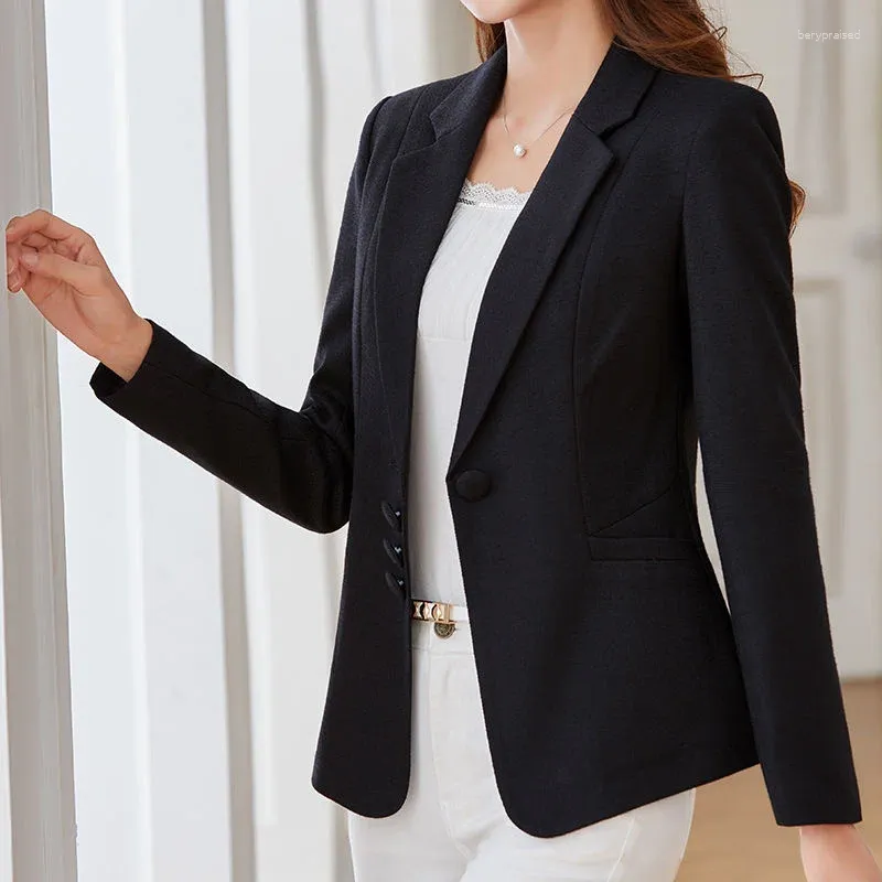 Women's Suits Autumn Style One Button Small Suit Female Coat Dual Color Blended Cotton Fabric Slim Fit Fashion Versatile Women Blazer