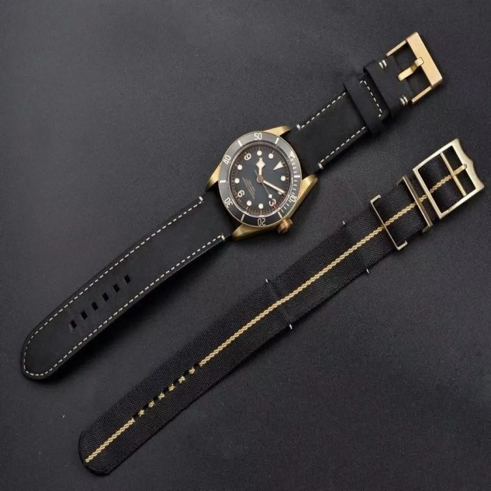 Nato Strap 43mm Bronze Case Aged Men tittar på Automatisk 2824 Movement 79250BB Top Quality V4 Sapphire Crystal Wristwatch Casual 2134