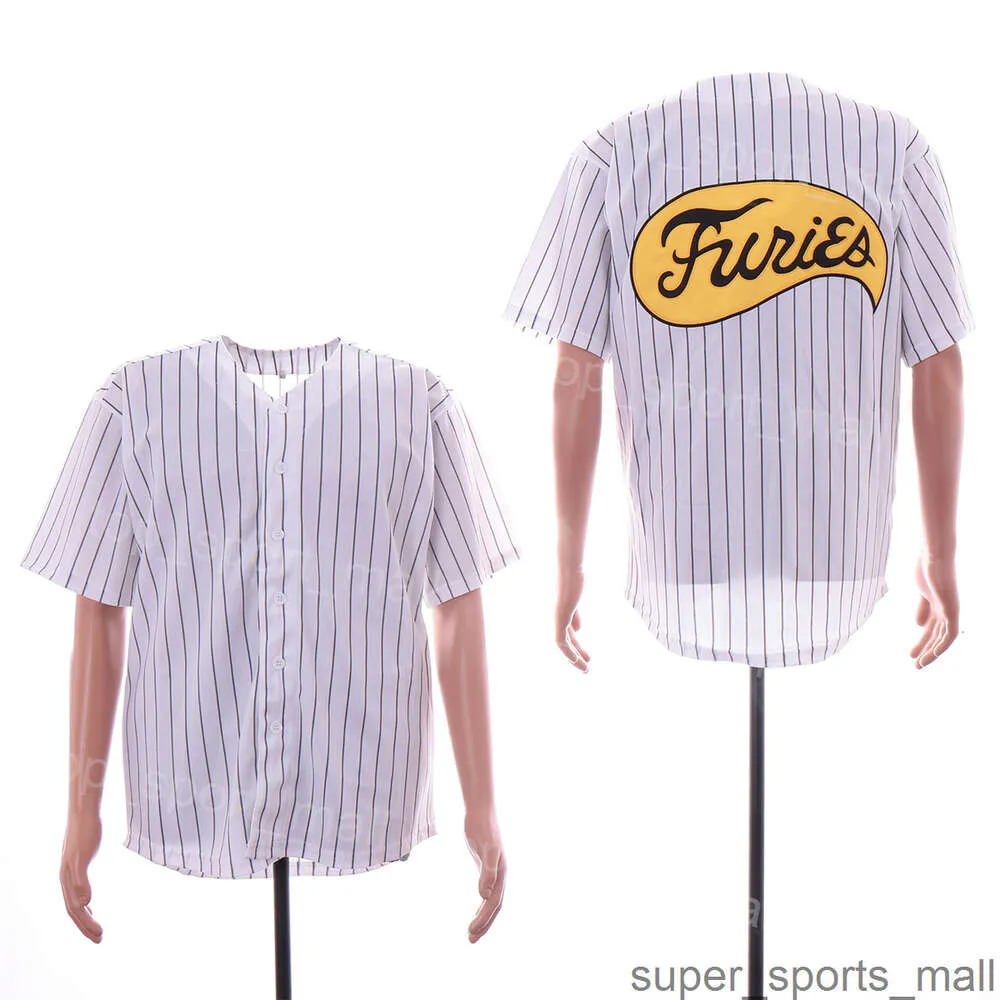 Moive Baseball The Furies Jersey Blank White Pinstripe Cooperstown College Vintage Team Cool Base Universit