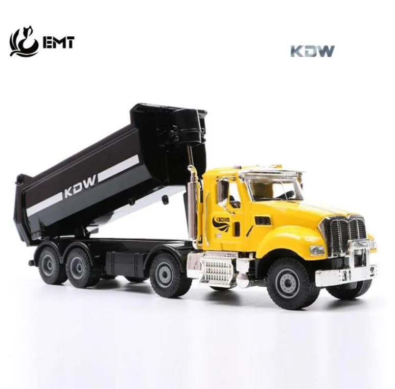 Diecast Dumper Truck Cars Model Toys For Kids Adults Tip Trucks Dump Truck 150 Skala Hög simulering Ornament Jul KI1498057