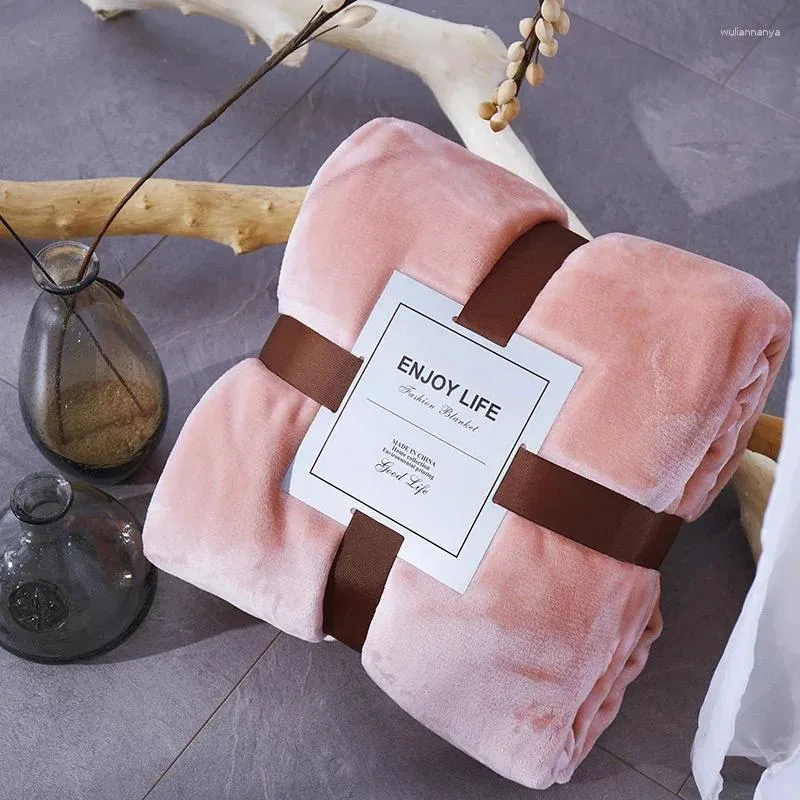 담요 Bonenjoy Pink Coral Fleece Blanket Soft Warmer Thicken Flannel The Bed 380gsm Sofa Coverlet 용 격자증