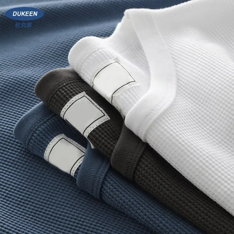 DUKEEN Camiseta de manga curta masculina verão liso meia manga tops soltos casuais camisas masculinas brancas 240305