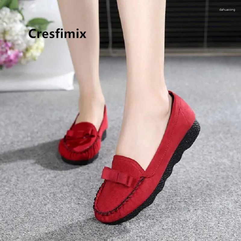 Повседневная обувь Cresfimix, женские классические красные балетки высокого качества, женские удобные весенне-летние туфли с галстуком-бабочкой Frauen Flache Schuhe C5403