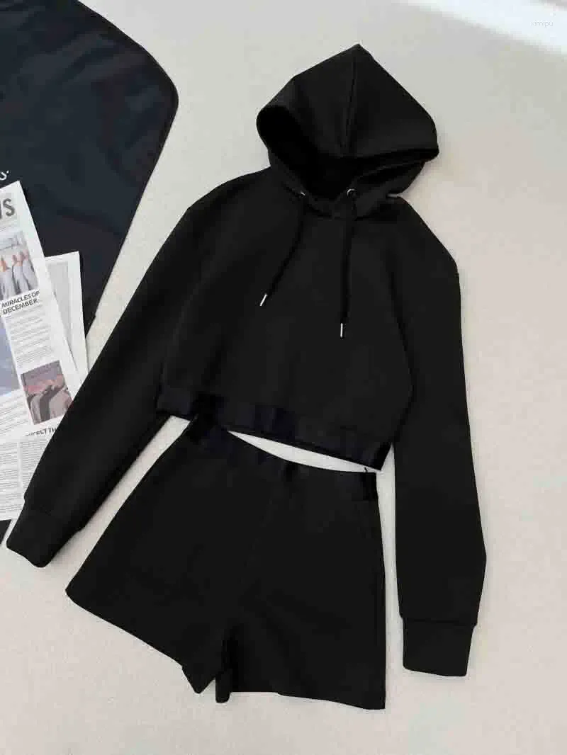 Women's Hoodies Sporty Casual Top Loose And Versatile Long Sleeved Hoodie Short Youthful Vitality Two-piece Set