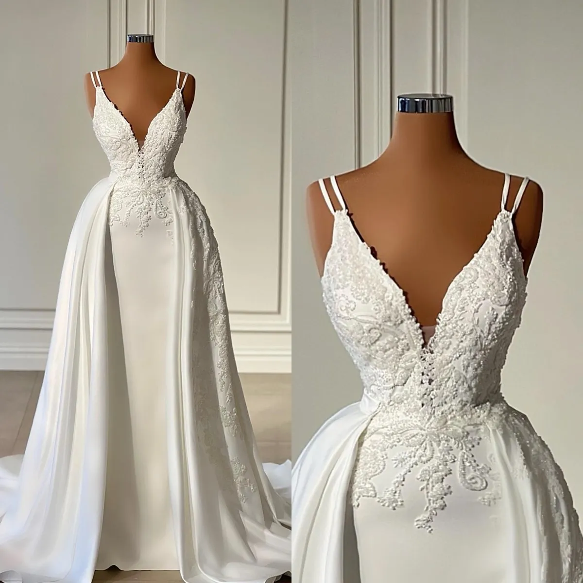 Stunning Wedding Dress Straps Overskirt Appliques: Designer Bridal ...