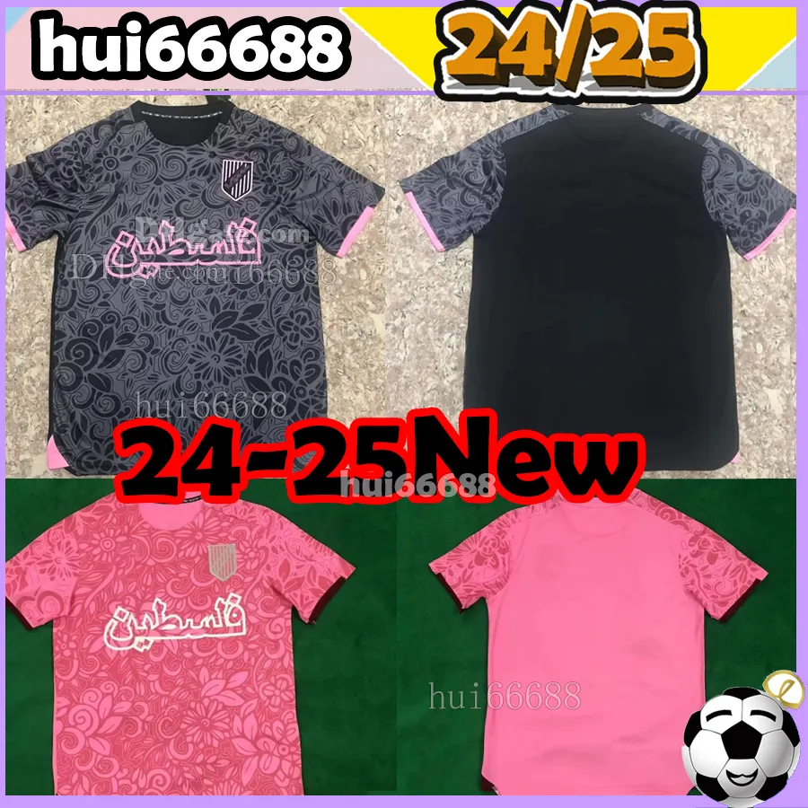 S-4xl 24/25 Palestine Soccer Jersey Black and White Special Edition Farias Carrasco Salas Cornejo Davila 2024 2025 Men Football Shirt