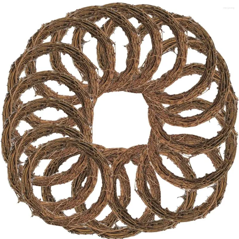 Fiori decorativi da 16 pezzi Vine Garlandia anelli intrecciati intrecciati di ghirlanda decorazioni fai -da -te cerchio accessorio a pendente floreale