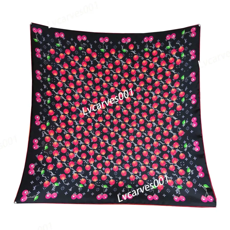 2024 DesignerWomen Foulard en soie Designers pour femmes Mode Châle Bague Foulard de luxe Foulard carré Facile à assortir Foulard en soie sergé L Taille de motif cerise 90cm